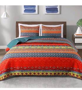 Qs-14-qb5 Exclusivo Mezcla New - Boho Queen Quilt Bedding Set Reversible Bedspread