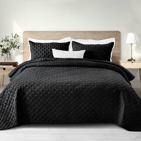Qs-15bx-kbk Exclusivo Mezcla Soft Quilt Set King Size 3 Pieces Lightweight Quilts Black Bedspreads Coverl