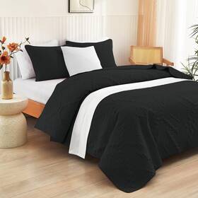 Qs-15wv-kbk Exclusivo Mezcla Soft Quilt Set King Size 3 Pieces Lightweight Quilts Black Bedspreads Coverl