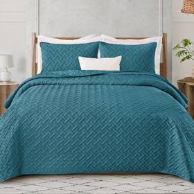 Qs-15wv-tdt Exclusivo Mezcla Soft Quilt Set Twin Size 2 Pieces Lightweight Quilts Teal