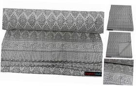Kantha175 Exportindia Grey Hand Block Print Kantha Quilt Cotton Bed Cover King Size