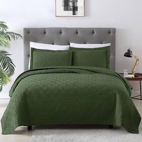 Exusb0ab1an119096 Exq Home Quilt Set Full Queen Size Olive Green 3 Full/queen 01