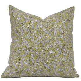 Blkf-grn-pl-20x20 Fabritual Vintage Handmade Block Print Pure Linen 20x20 Inch Throw Pillowcase Cushion C