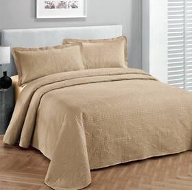 Fancy Linen 841380121332 Collection Luxury Bedspread Coverlet Embossed Bed Cover Solid Taupe New
