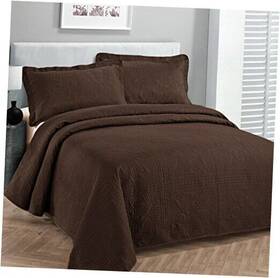 Fancy Linen Llc Inc 841380121356 Collection Luxury Bedspread Coverlet Embossed King/california King Coffee
