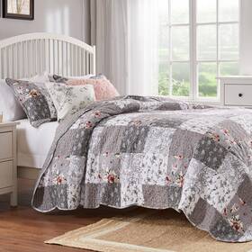 Gl-1812amsq Fashions 726084396982 Barefoot Bungalow - Giulia Quilt Set Full/queen Gray