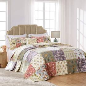 Gl-0910nt Fashions Blooming Prairie 100% Cotton Patchwork Bedspread Set Multicolor