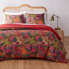 Gl-1304wmsk Fashions 3-piece Jewel Quilt Set King Multicolor Red