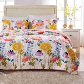 Gl-1408amsk Fashions Watercolor Dream Quilt Set 3-piece King/cal King White