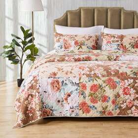 Gl-2002bmsq Fashions Briar Quilt Set 3-piece Full/queen Natural
