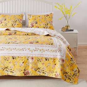Gl-2011bmsk Fashions Barefoot Bungalow Finley Quilt Set 3-piece King/cal King Yellow