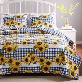 Gl-2011cmsk Fashions Barefoot Bungalow Sunflower Quilt Set 3-piece King/cal King Gold
