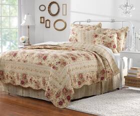 Gl-wb0726bst4 Fashions Antique Rose 100% Cotton Heirloom-quality Quilt Set 4-piece Twin/xl Ecru
