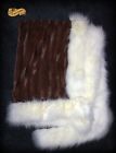 5x7bmwrtb Faux Brown Throw 7 Minky Fur White Accents Blanket Mink 5