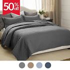 Ba611b1hg6fq Fba Bedsure Quilt Set Solid Grey Basketweave Pattern Lightweight Simone