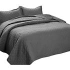 Fbaba611b1hg6ki Quilt Sets Solid Grey King Basketweave Pattern Lightweight Microfiber
