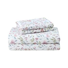 Fh-00115 Featherhead 100% Cotton 4pcs Flannel Sheet Set Full Size Delicate Flora