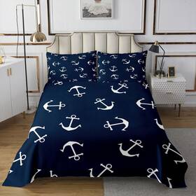 B08ntbccby Feelyou Ocean Nautical Bedspread 2pcs Anchor Bedding Quilt Set Sea Adventure