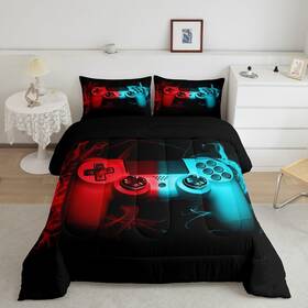 Sxs4116 Feelyou Gamer Comforter Set Full Size Boys Gaming Bedding For Kids Teens 3 Pcs