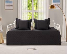 Feyocn 768459106550 5-piece Daybed Cover Set Black Twin Cozy Bedding Sets For All Season D