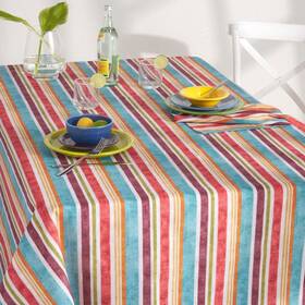 Tc013870tnfib1 Fiesta Cameron Stripe Fabric Tablecloth 60 Inch X102 Natural