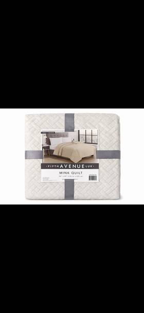 Qs314fq90 Fifth Avenue Lux Full/queen Beige Geometric Polyester Quilt 86x90in Modern