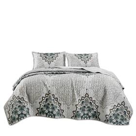 Fine 843688110728 3-piece Printed Queen Size Quilt Set All-season Bedspread Gevira Lightwe