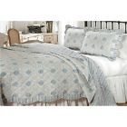 Finely Stitched Donnely Medallion Quilt Set Queen Blue Scalloped Edge