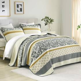Finlonte 639393939842 Quilt King Size 100% Cotton Lightweight Soft Comforter Set Gray