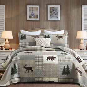 Finlonte 647349349218 Quilt King Size 100% Cotton Lodge Cabin Farmhouse Quil