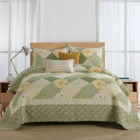 X120 Finlonte 658358526170 Floral 102 Inch Oversized Queen Size Bedspread 100% Cotton Quilted