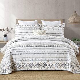 B09pbf58t4 Finlonte Quilt Boho Set Bedding Bedspreads Queen Size 3 Pcs White Grey Boh