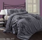 Floral Gray Flower Grey Bedspread Comforter Queen Bedding Elegant Large Chic