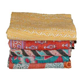 Gd03 Flyingasedgle Indian Vintage Handmade Kantha Quilts Tribal Cotton Bed Cover Throw As