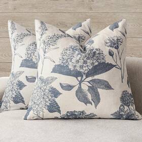 Hpc-205 Foindtower Set Of 2 Linen Floral Vintage Throw Pillow Covers Neutral Accent P