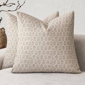Sf-181 Foindtower Set Of 2 Decorative Neutral Floral Print Throw Pillow Covers Vinta
