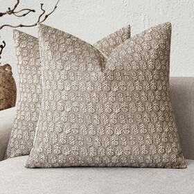 Sf-182 Foindtower Set Of 2 Decorative Vintage Floral Print Throw Pillow Covers Neutr