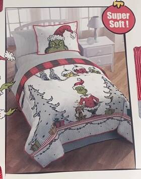 Franco Manufacturing Co 073558822844 The Grinch Twin Quilt And Sham Set Christmas Theme Max Nwt