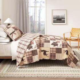 Freshfolds 313091282232 Red Reversible Rustic Lodge Patchwork Full/queen Microfiber 3-piece Quilt Set Be