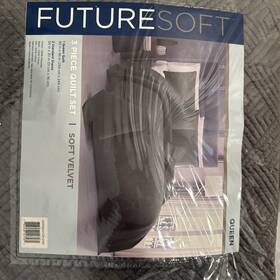 Qs4050gyqn-2300 Future Soft 3 Piece Velvet Quilt Set Queen Gray Grey Bedding 92x96 Inch Shams New