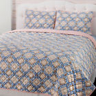 Cozenottingham3pcs3 G413652 Cozelle Artisan Quilted Reversible Coverlet Set In Rose 680243544341