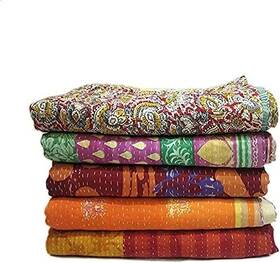 Vrqt009 Gdonline Indian Kantha Quilts Cotton Bed Cover Throw Old Saree Made Assorted