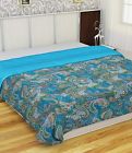 Gdr-022 Vedant Designs Tarquiose Color Paisley Print Kantha Quilt Indian Cotton