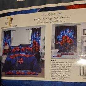 138655 Germain Home Collection Blue Enchantress King Quilting Bedspread Floral Set