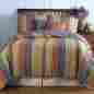 Ghkq101528 Ffg Bedroom Decor King 100 Cotton Quilt Blanket Set Brown Orange Red Blue Stripes