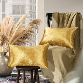 43511-19868 Gigizaza Gold Velvet Decorative Throw Pillow Covers For Sofa Bed 2 Pack Soft