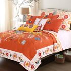 Gl-1703ems1 Barefoot Bungalow Quilt Set King Size Piece Bohemian Floral Orange