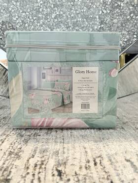 81044k Glory Home King Floral Bedspread 6 Piece Set Green Pink White