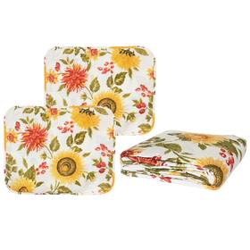 0016wy Gold Coast 3-piece Sunflowers Quilt Bedding Set In White Full