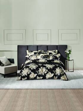 01704i496 Grace By Linen House Donato Quilt Cover Set Black - King